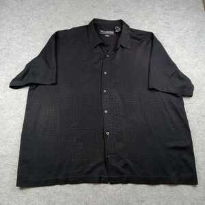 Pelle Pelle Shirt Mens 3XL Black Geometric Button Front Short Sleeve Casual